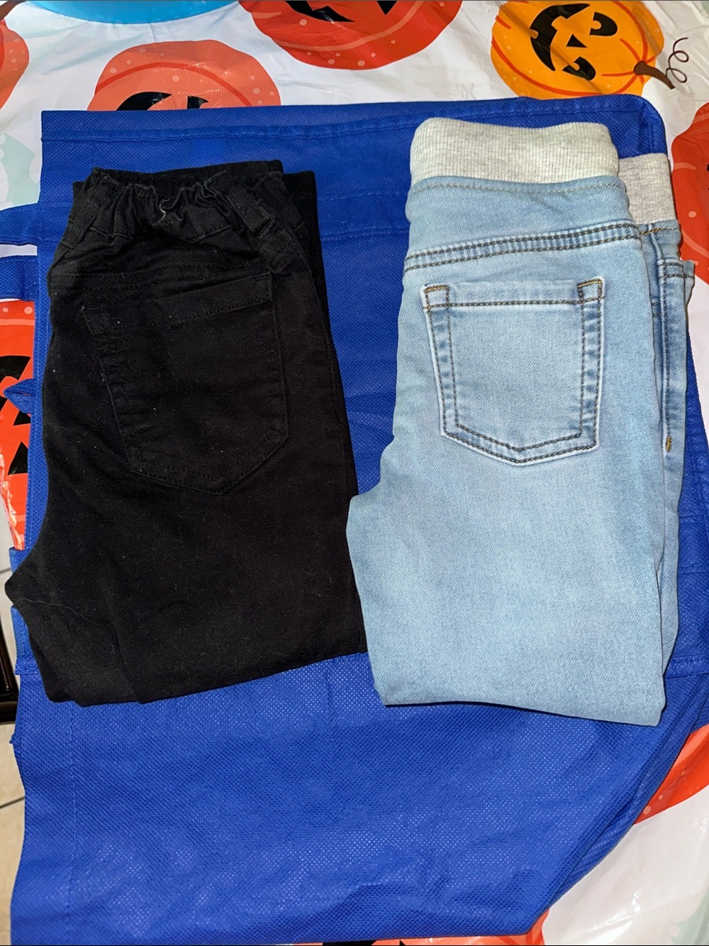 Kids Stretch Pull-On Jeans - Black & Light Blue